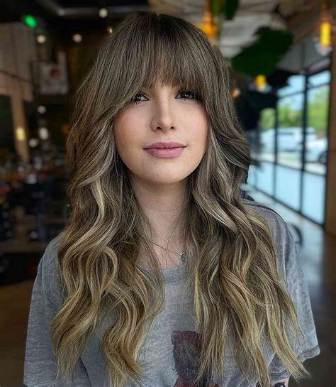 long brown hair and bangs|dreamstime long hair with bangs.